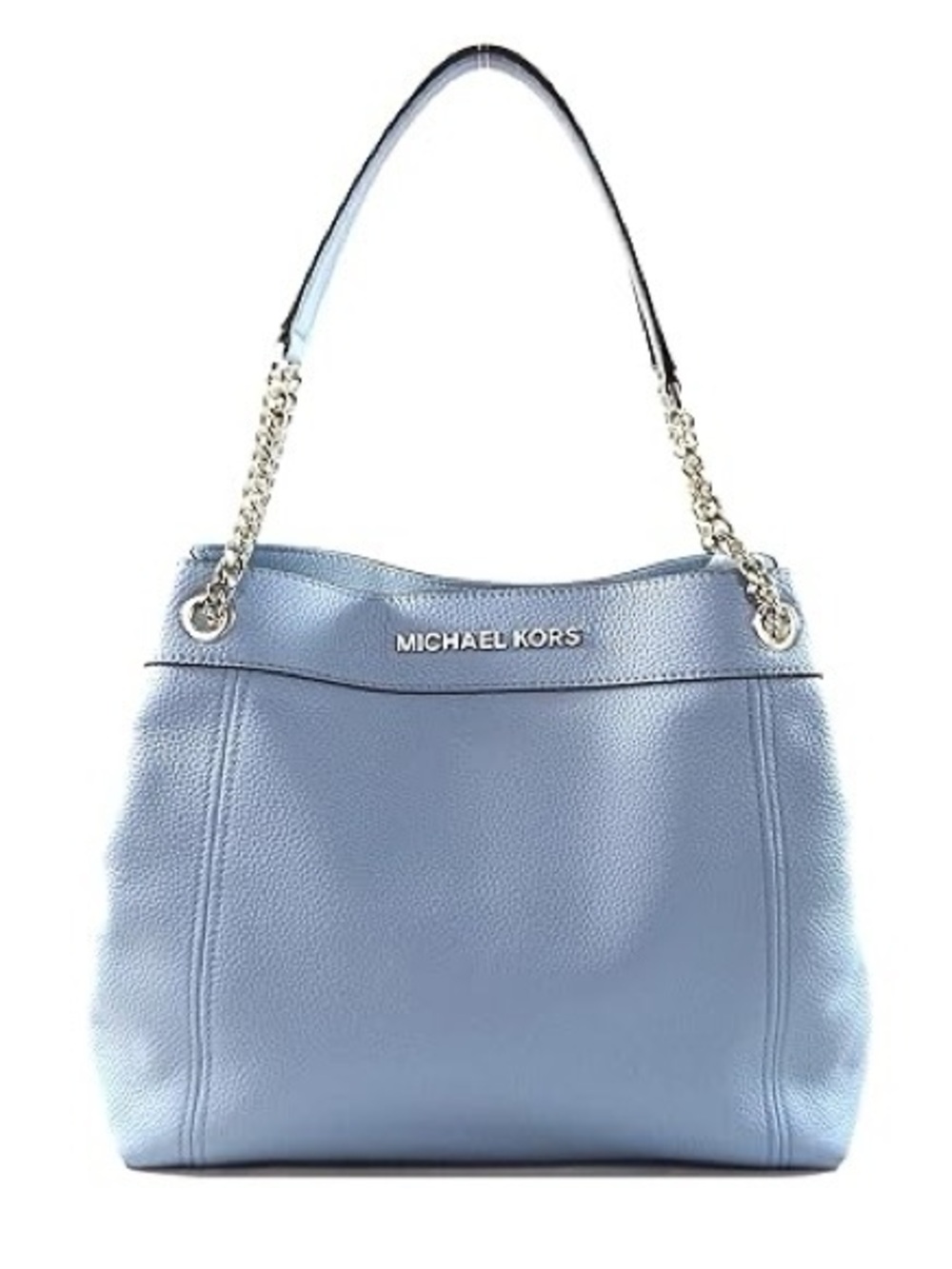 Michael Kors Jet Set Large Tote | Light Blue Pebbled Leather | Chain Strap